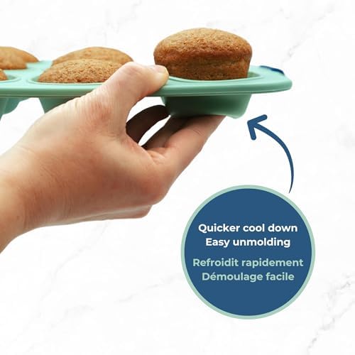 Starfrit 12-Cup Silicone Muffin Pan, Metal Frame, BPA-Free, Green
