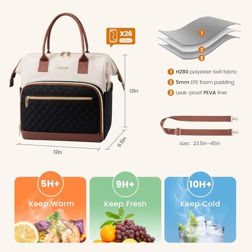 LOVEVOOK Lunch Bag Women, Insulated Lunch Box for Women with Cup Holder