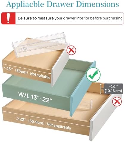 Vtopmart 4" High Drawer Dividers for Clothes, 13"-22" Adjustable, 8 pack
