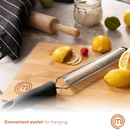 MasterChef Zester Grater with Handle, Stainless Steel, Non Slip Grip, 14.5"