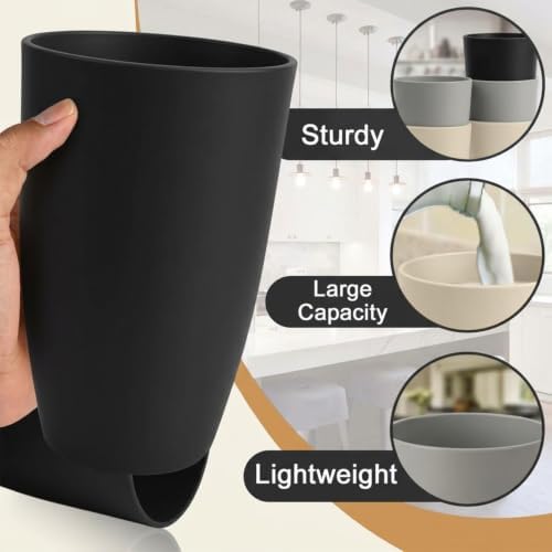 Wheat Straw Cups Set of 6, 20oz Plastic Tumblers - Blackbeige