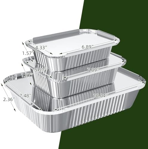 Notwoe® 30 Pack Disposable Aluminum Pans with Lids, 10x7.5 and 7.3x5.3 Square 6.9x4.3 Square Combo Set, Disposable Baking and Cake Pan. (30-Pack w/Lids)