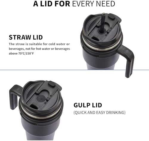 20 oz Insulated Travel Coffee Mug Tumbler with Handle and Straw