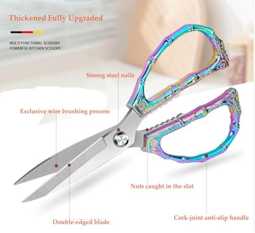 Stainless Steel Kitchen Scissors, Heavy Duty Multipurpose Shears for Food