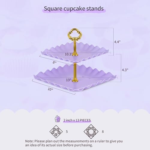 Pack of 11 NWK Cake Stand Set of Cupcake Stand, Tray & Table Cloth (Purple)