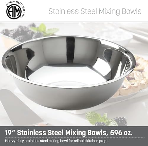 American Metalcraft 20 qt Stainless Steel Mixing Bowl,Silver