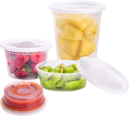 TashiBox each size Plastic food storage containers with lids airtight,BPA Free,Microwave/Dishwasher/Freezer Safe, 8oz-16sets+16oz-16sets+32oz-16sets (Pack of 6)