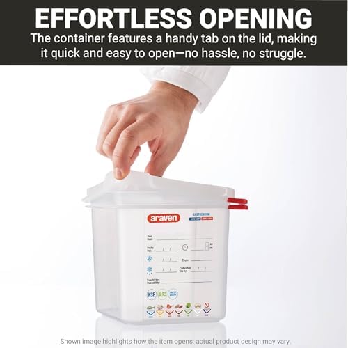 Araven Airtight Container, Food Pan with Lid for Storage in Kitchen and Restaurant, 1/2 GN 4" Deep, 1 Count, Clear