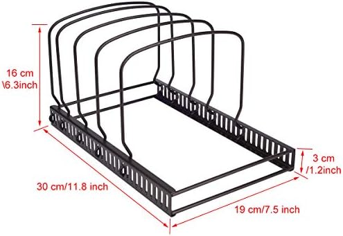Toplife 10+ Bakeware Organizer Rack for Kitchen Bakeware, Cookware, Dinnerware, Cutting Boards, Plates, Pot and Pan Lids (Brown)