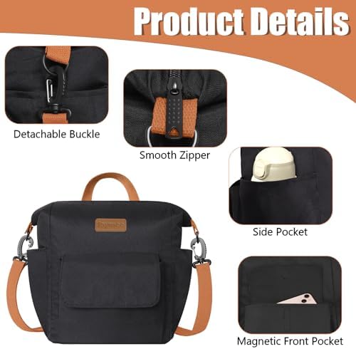 Joymee Insulated Lunch Bag For Women Reusable Leakproof -Black
