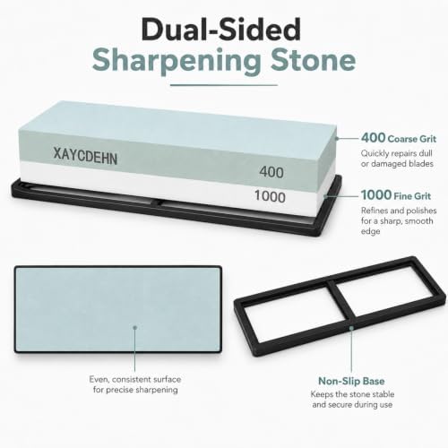 Knife Sharpening Stone 400/1000 Grit Whetstone for Kitchen Knives and Tools