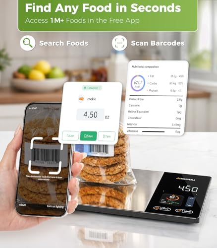 Atogou Smart Food Kitchen Scale with Nutrition Calculator, Color Display