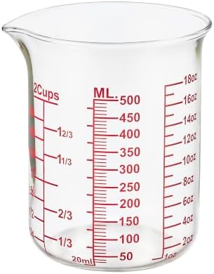 Ackers BORO3.3 Borosilicate Glass Measuring Cup, 500 ml (16 oz, 2 Cup)