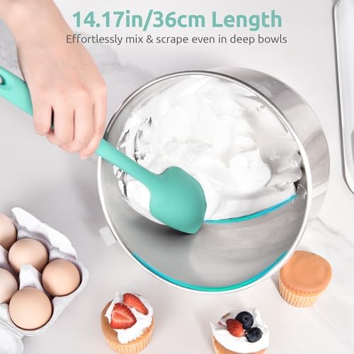U-Taste 14" Long Silicone Spoonula, 600°F High Temp Spoon Spatula, Aqua Sky