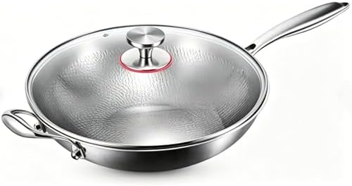 Toutrop Titanium Wok with Lid,Titanium Pan for Cooking,13 Inch Non Stick Wok Pan,No Coating Titanium Frying Pans,PFAS/PFOA/PTFE Free Cookware,Induction