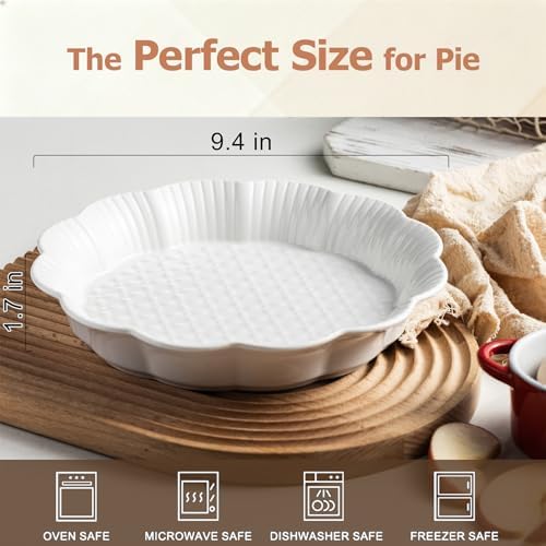 Pie Pan for Baking, 9 Inch Ceramic Pie Dish Non-Stick