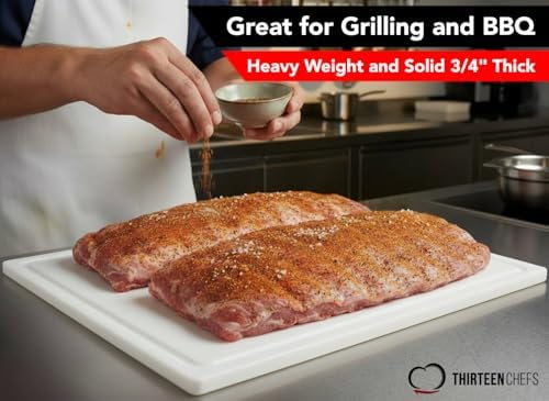 Extra Large Cutting Board 24x18 with Groove, 3/4" Heavy White Plastic