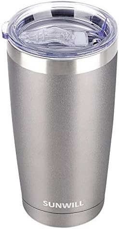 SUNWILL Travel Coffee Tumbler 20 oz, Insulated Mug with Lid, Stainless Steel Cup for Hot and Cold Drinks, Cool Grey