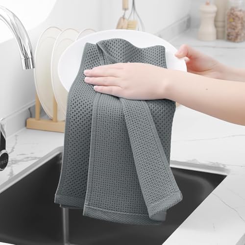 Homaxy 100% Cotton Waffle Weave Kitchen Dish Towels 18-Pack, Grey