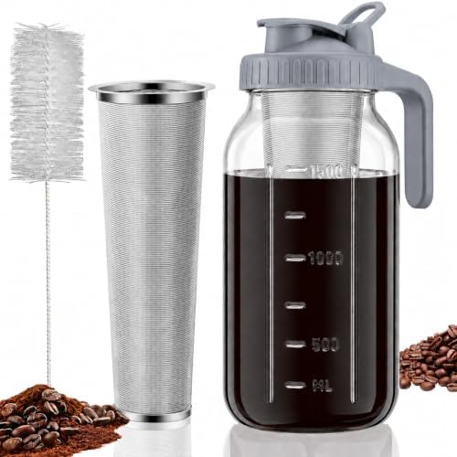 JunVpic Cold Brew Coffee Maker, 64 oz Glass Mason Pitcher