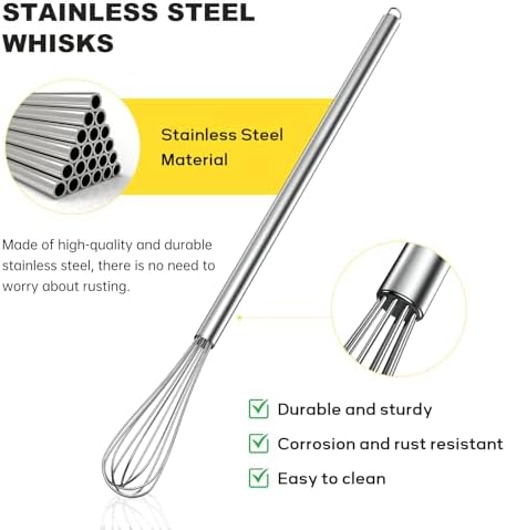 NileHome Mini Whisks Stainless Steel Whisk Set 9" 11"-Kitchen Small Wisk