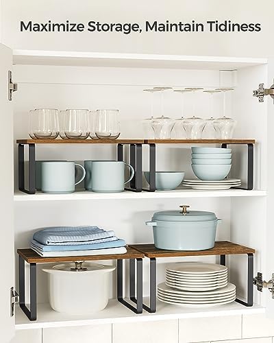 SONGMICS Cabinet Organizer Shelf, Set of 2 Spice Rack, Kitchen Storage