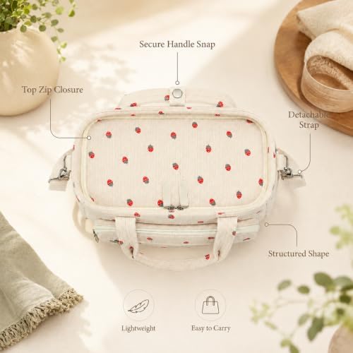 Bluboon Insulated Lunch Box for Work with Cup Holder, Corduroy Lunch Tote