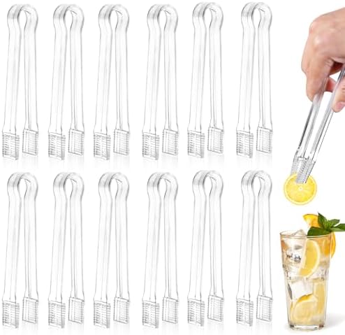 Ninsula 12 PCS Plastic Serving Tongs, 6.3 Inches Disposable Clear Tongs