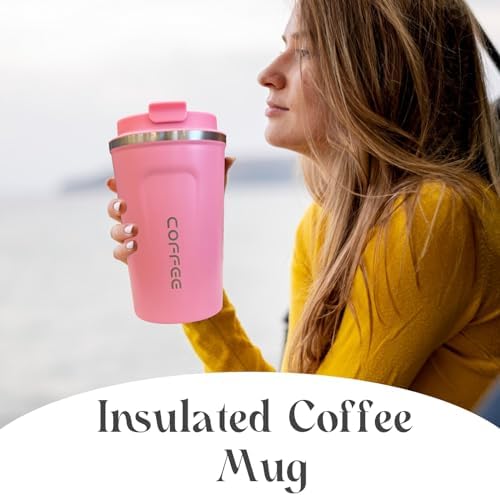 Insulated Travel Coffee Mug, Stainless Steel Coffee Cup with Leakproof Lid