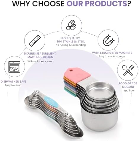 Magnetic Measuring Cups and Spoons Set-Heavy Duty 304 Stainless Steel