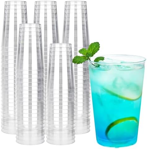 RACETOP 12 oz Clear Plastic Cups 200 Pack for Party