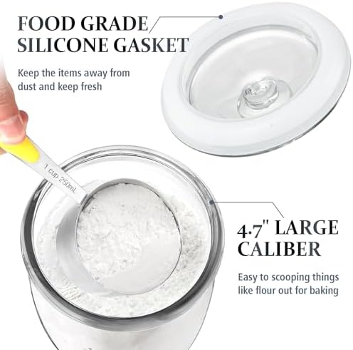 Folinstall Wide Mouth Apothecary Jar with Lid, 0.5 Gallon Glass Jar for Kitchen Storage and Laundry Room Organization, 72 oz Clear Glass Container for Cookie, Candy, Sugar, Flour, Nuts (Pack of 3)