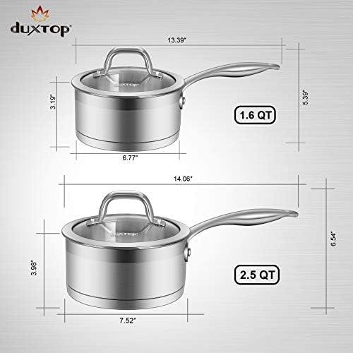 Duxtop Stainless Steel Sauce Pan with Lid, 2.5 Quart Induction Cooking Pot