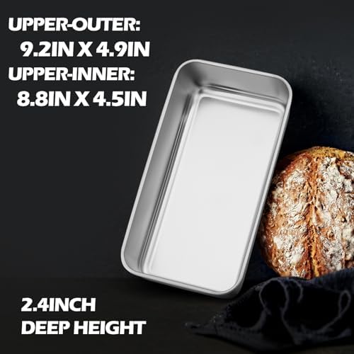 Leonyo Non-Toxic 9x5IN Stainless Steel Loaf Pan for Baking Bread, 6 Pack