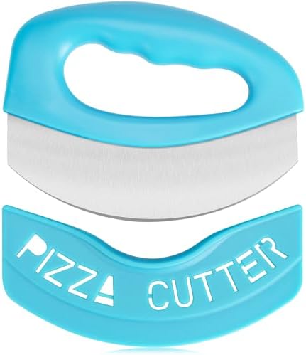 Urbanstrive Heavy Duty Stainless Steel Pizza Cutter with Cover, Super Sharp Blade Pizza Knife Pizza Cutter Rocker, Perfect Kitchen Gadgets for Pizza Cutting Home Essentials (Blue)