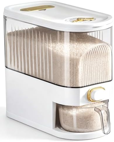 Sooyee Clear Rice Dispenser 11Lb with Measuring Cup