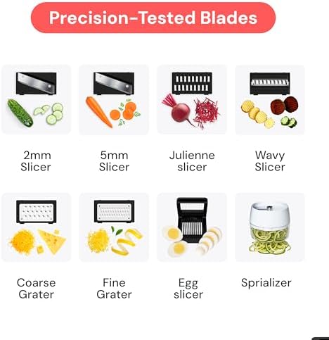 Fullstar Pro Mandoline Vegetable Slicer, Grater & Spiralizer with Container