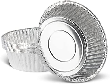 PLASTICPRO 10'' Inch Round Tin Foil Pans Disposable Aluminum, Extra Deep Freezer & Oven Safe - For Baking, Cooking, Storage, Roasting, & Reheating, Pack of 10