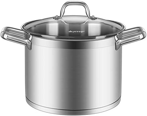 Duxtop Stainless Steel Stock Pot with Lid, 8.6 Qt Induction Cooking Pot