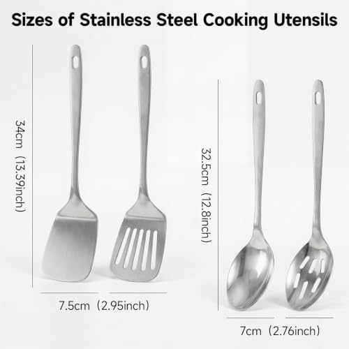 4PCS Stainless Steel Kitchen Cooking Utensils Spatula & Spoons Set