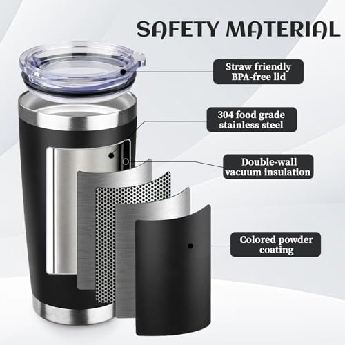 StarSpeed 8 Pack 20oz Stainless Steel Travel Coffee Tumbler,Black