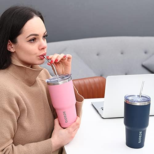 BJPKPK 30 oz Tumbler with Lid and Straw, Insulated Stainless Steel Cup