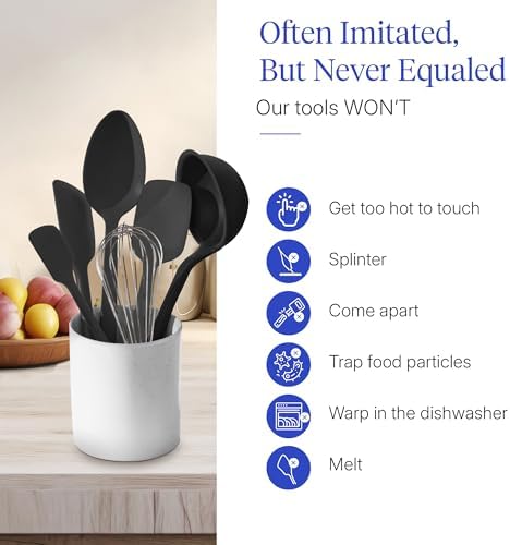 GIR: Get It Right 10-Piece Cooking Utensils Set - Black Silicone - Spatula Set, Silicone Spatulas & Kitchen Spoons - Heat-Resistant up to 425°F - Nonstick Cookware-Friendly - Dishwasher-Friendly