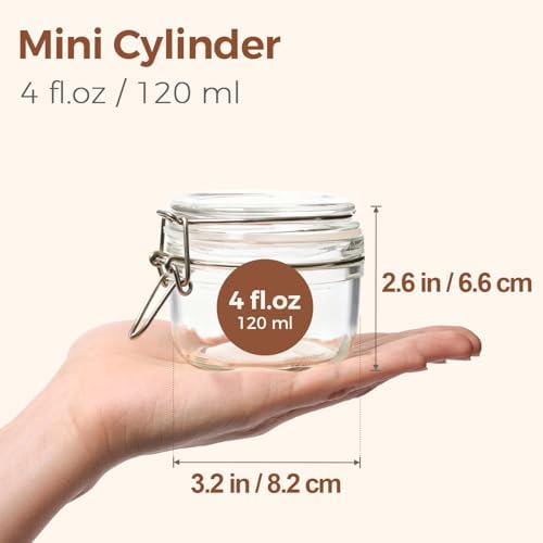 ComSaf Small Mason Glass Jars with Airtight Lids 4 oz 6 Pack Pantry