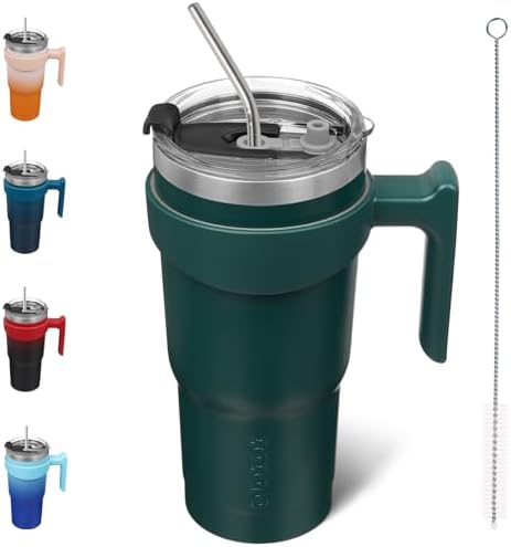 BJPKPK 20 oz Tumbler with Handle & Straw, Insulated Stainless Steel Mug