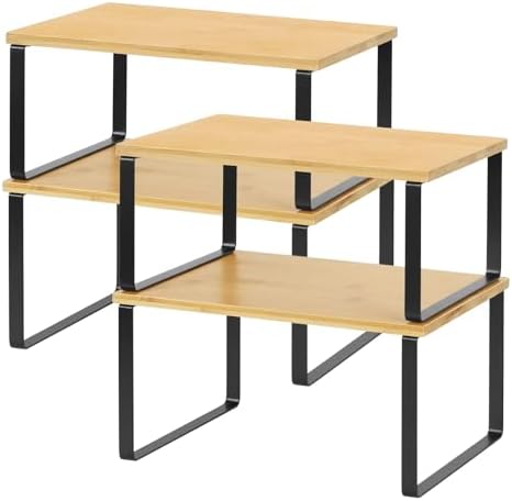 NEX Bamboo Cabinet Organizer Shelf, Kitchen Counter Shelves Set of 4