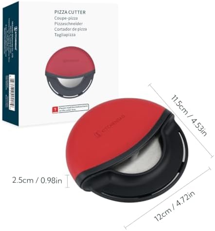 KITCHENDAO Pizza Cutter Wheel with Cover, Detachable, 4 Inch Blade, Red