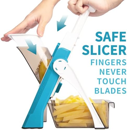 ONCE FOR ALL Safe Mandoline Slicer Kitchen, All in 1 Vegetable Slicer, Blue