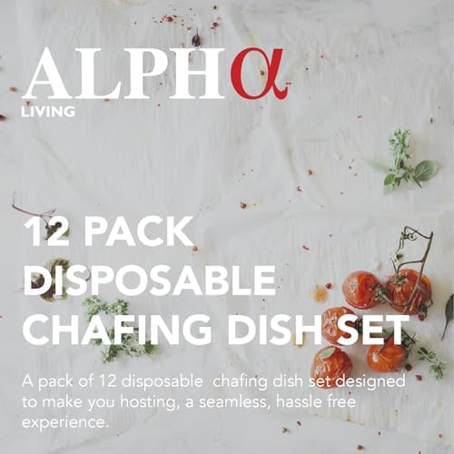 Alpha Living 12-Pack Disposable Chafing Dish Buffet Set with Fuel Cans