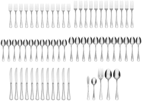 Oneida Flatware Flight Silver 18/0 Silverware Set for 12, (65-Piece)